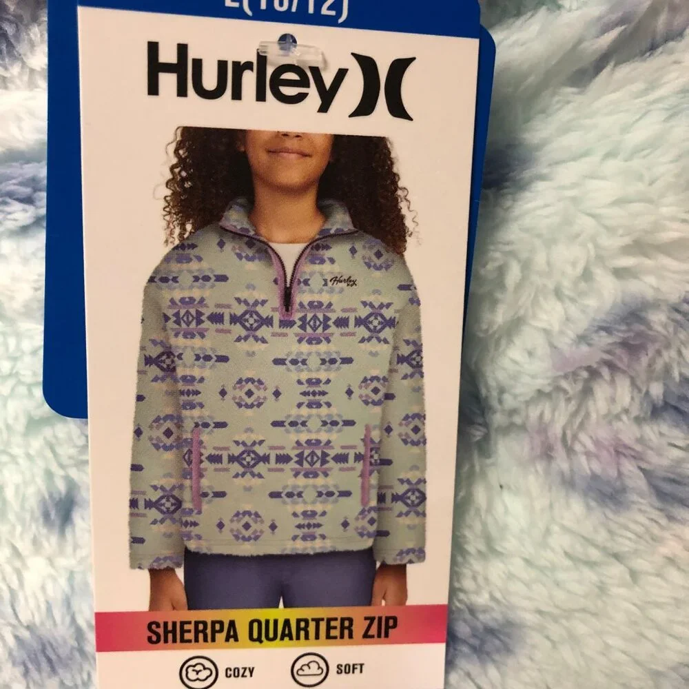 Hurley Girls‎ Sherpa Printed Quarter-Zip Jacket m 7/8 NWT